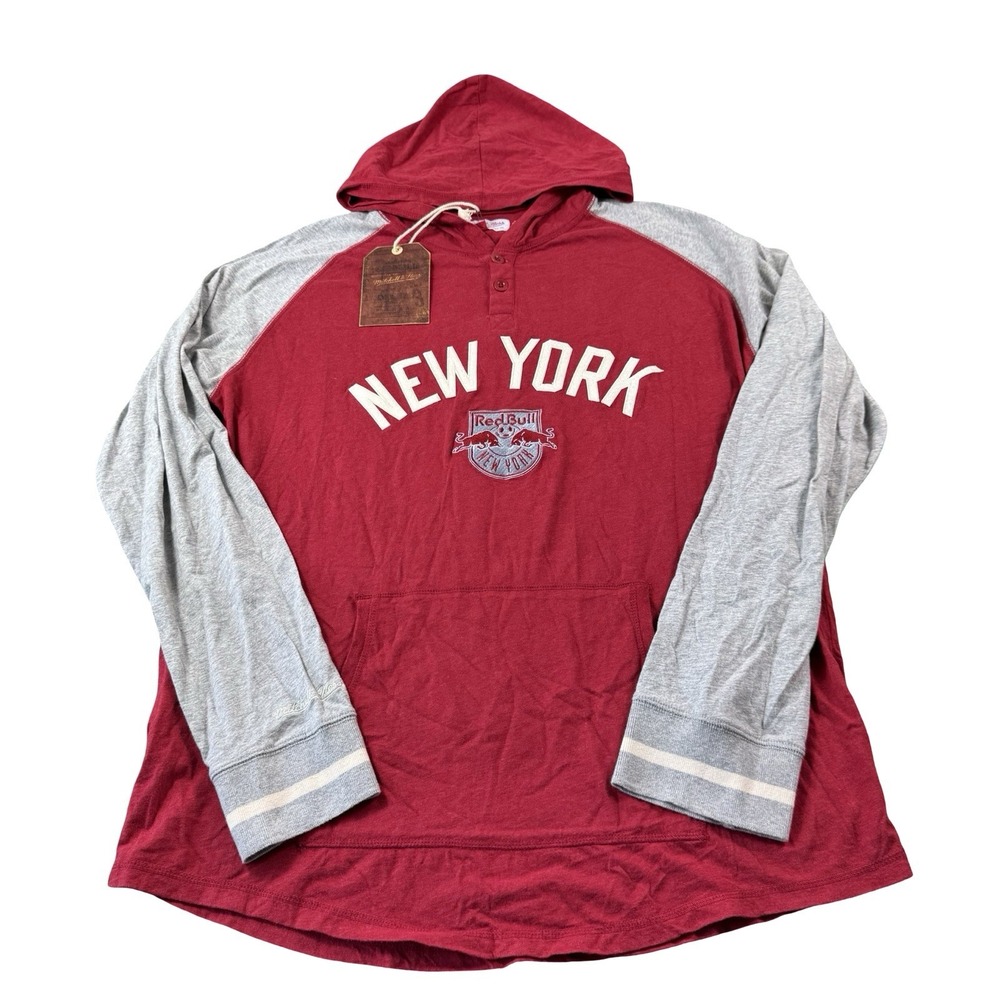 Mitchell & Ness New York Red Bulls Hoodie Mens 2XL Red Cotton MLS Slugfest